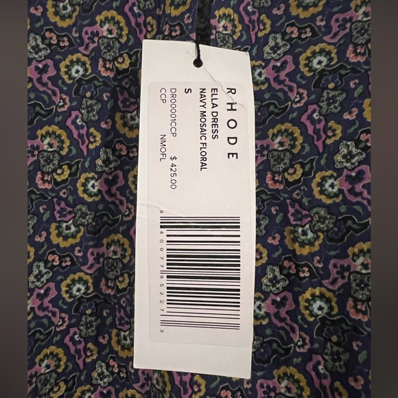 BNWT RHODE ELLA DRESS NAVY MOSAIC 
Floral Print Dress Size S *no belt* - Picture 13 of 14